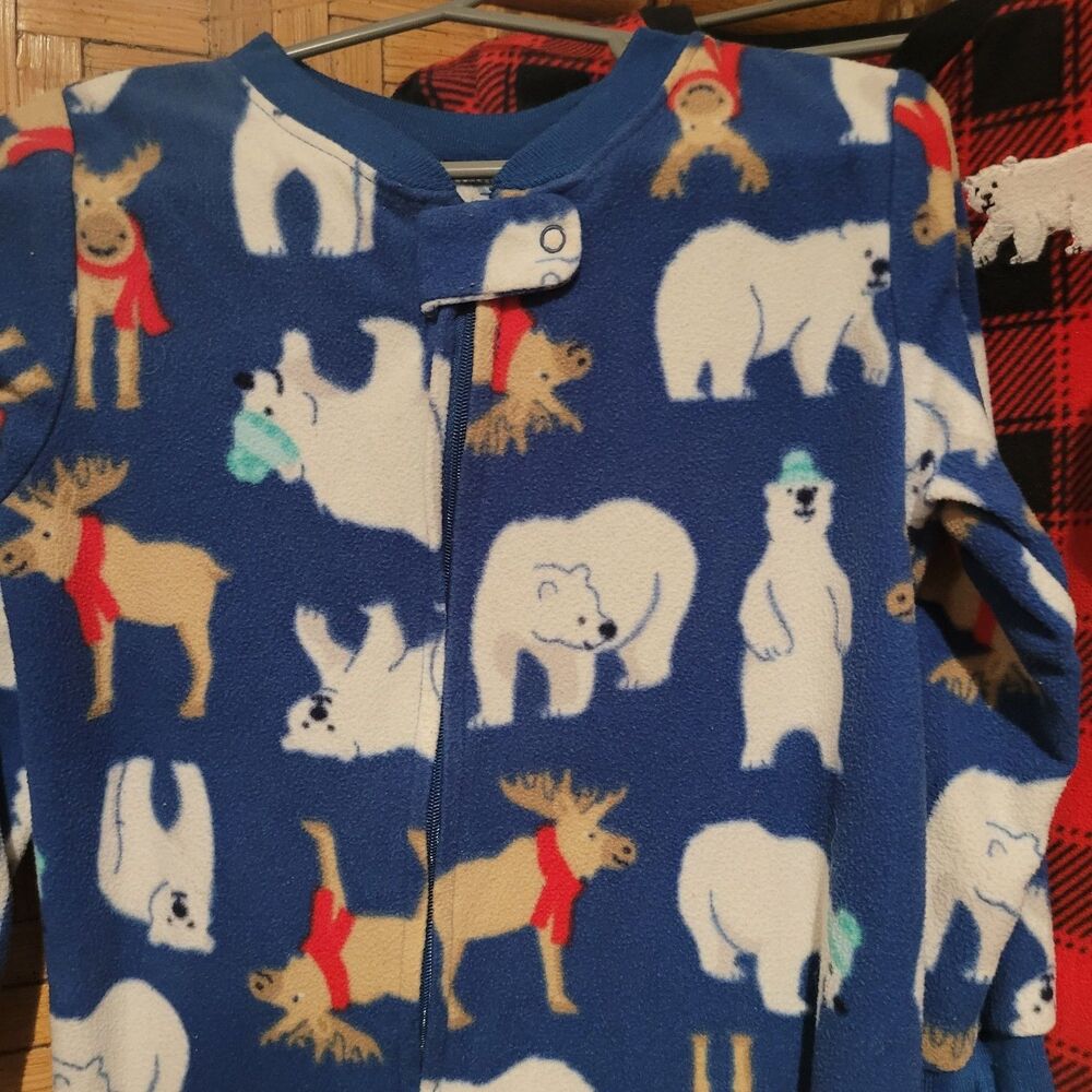 2T LOT Xmas Pj sleeper PJ Buffalo Check Polar Bear Gymboree Dinosaur Santasaur - Picture 4 of 13